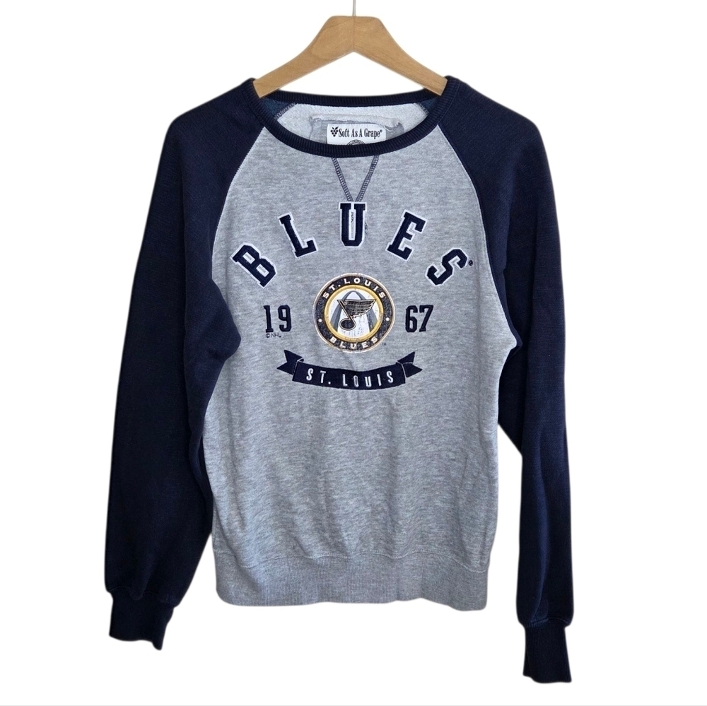 Soft As A Grape | St. Louis Blue Hockey Raglan Style Sweatshirt Size Small